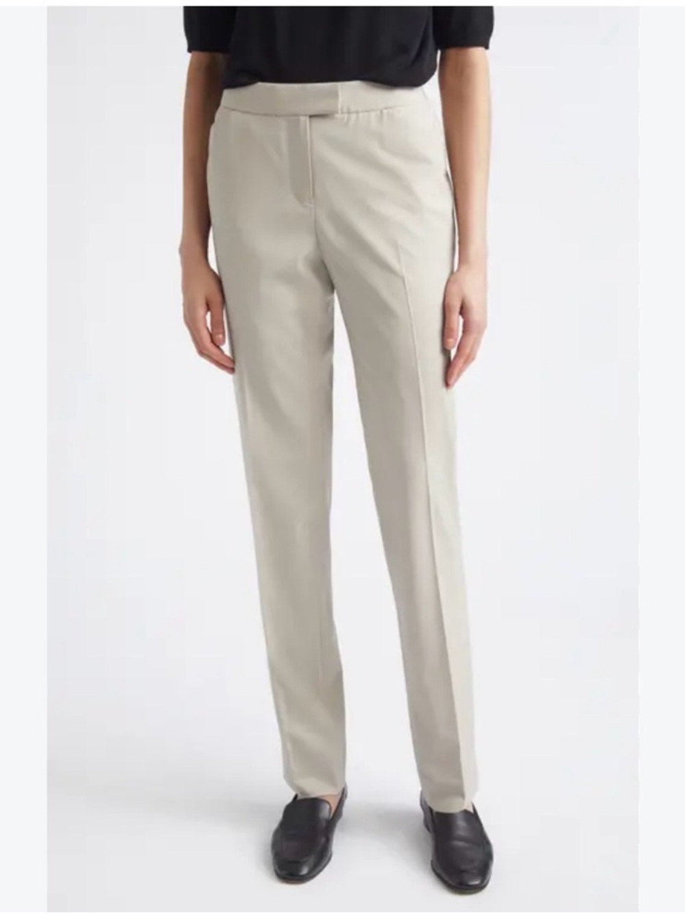 Lafayette 148 New York Irving Wool Pants Sz 12 Beige Tailored Trousers